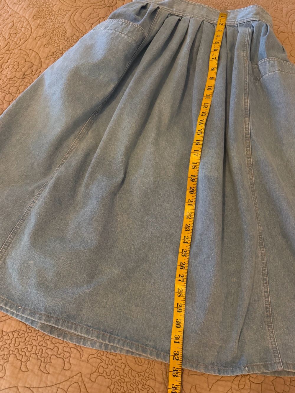 VTG 80s 90s LizWear Denim High Waist Full Pleated Skirt Cottagecore Prairie, M - Picture 12 of 15